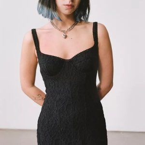 UO Adelaide Lace Bustier Mini Dress- Black